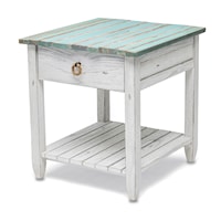 Coastal Picket Fence 1-Drawer End Table with Open Shelf - Bleu