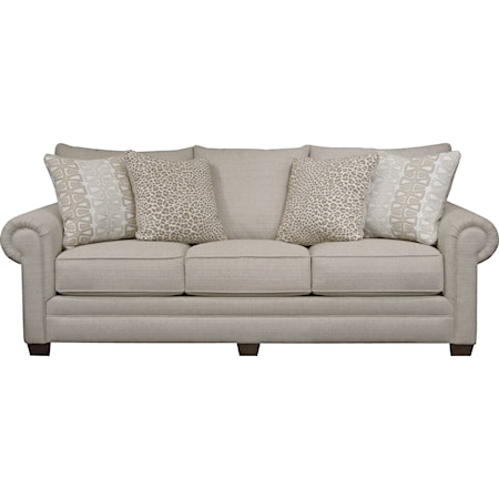 Transitional Sofa with Rolled Arms