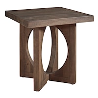 Contemporary Sculptural Wooden Square Top End Table