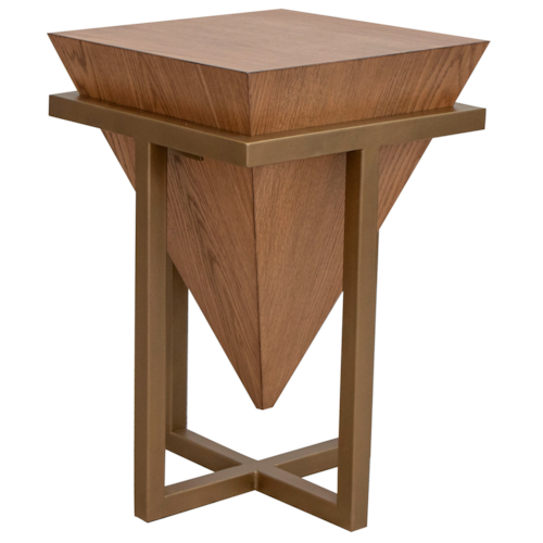 Contemporary Chairside Table with Metal Legs