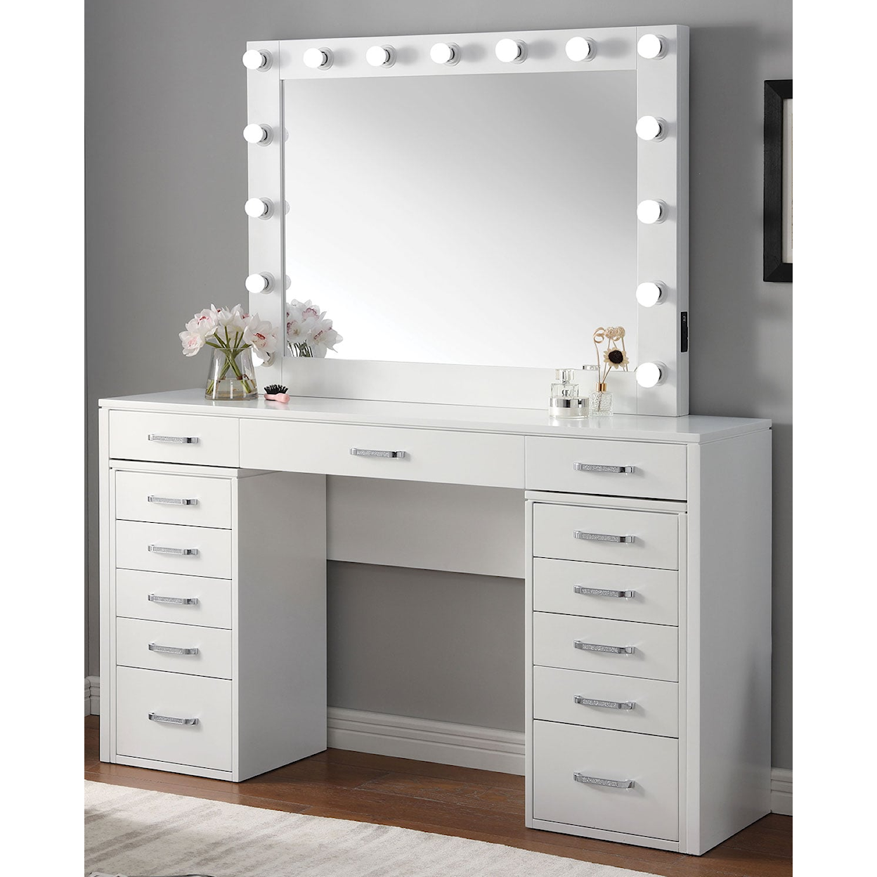 Furniture of America Aphrodite Vanity Set, White