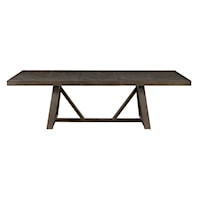 Contemporary Rustic Trestle Dining Table with 22" Self-Storing Leaf