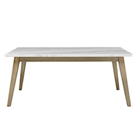 Vida Mid-Century Modern White Marble Top Dining Table