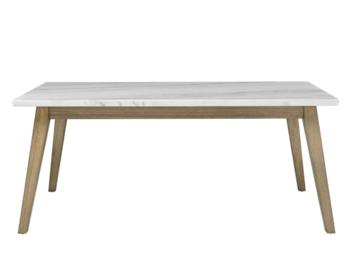Vida Mid-Century Modern White Marble Top Dining Table