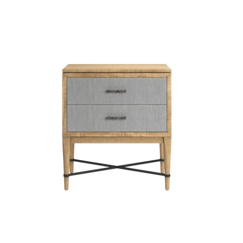 Contemporary 2-Drawer Nightstand with Fabric Drawer Faces