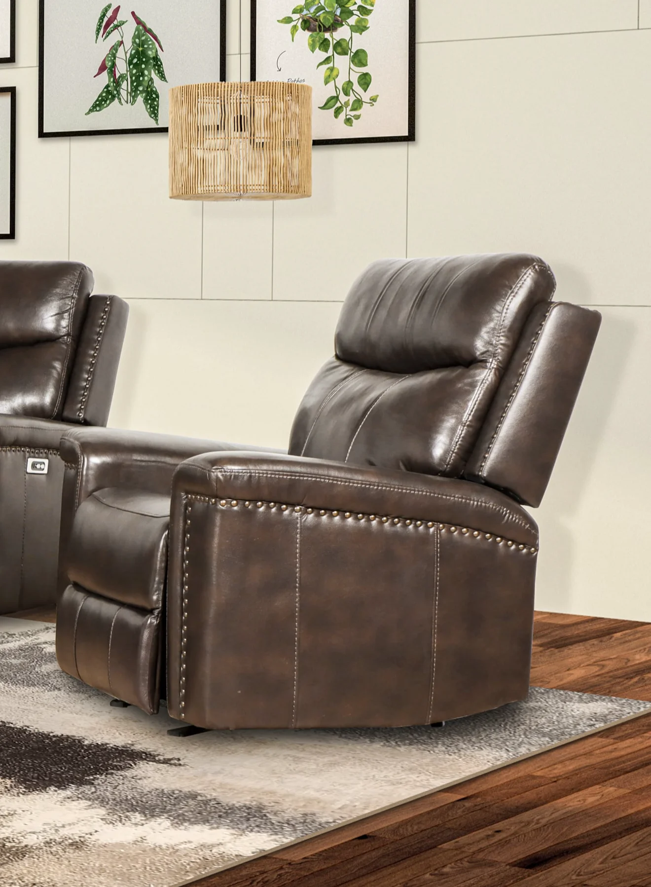 New Classic Quade L179813P2BRN Transitional Leather Power Recliner