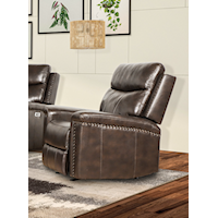 Transitional Leather Power Recliner with Adjustable Headrests