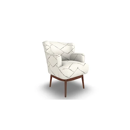 Contemporary Swivel Chair with Wood Base