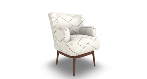 Contemporary Swivel Chair with Wood Base