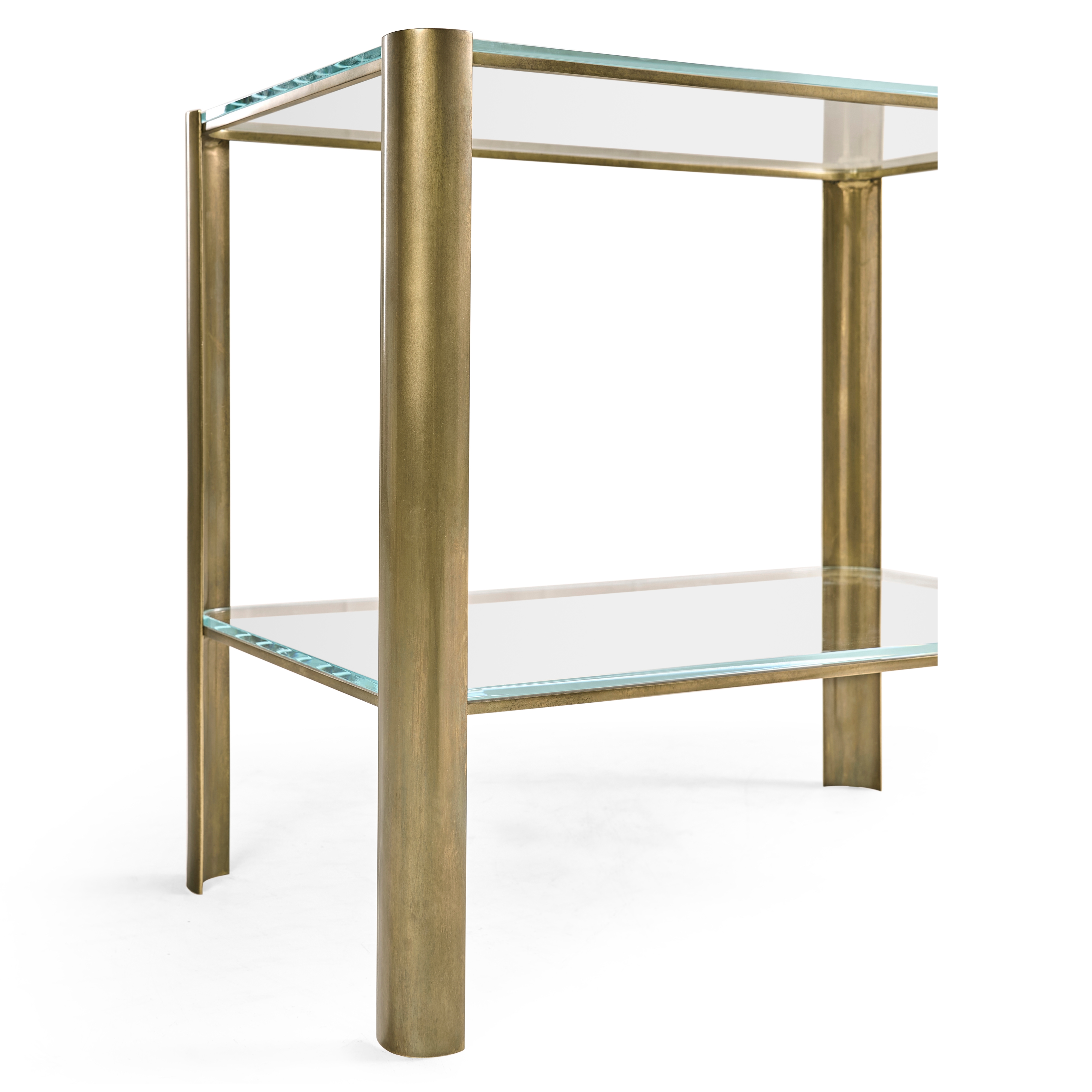 Jonathan Charles JC Modern Brass & Glass End Table