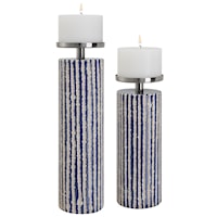 Havana Blue Candleholders, S/2