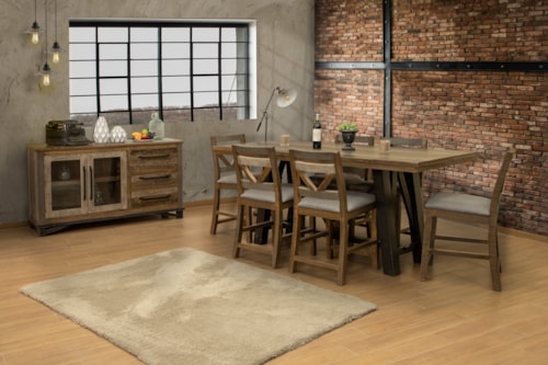 Rustic 8-Piece Counter Height Dining Set