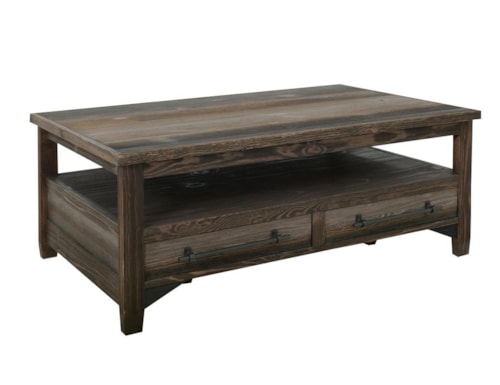 Modern Rustic 4-Drawer Cocktail Table with Ball Casters