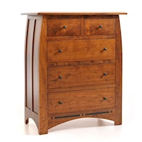 Transitional 5-Drawer Chest of Drawers in Cherry Finish