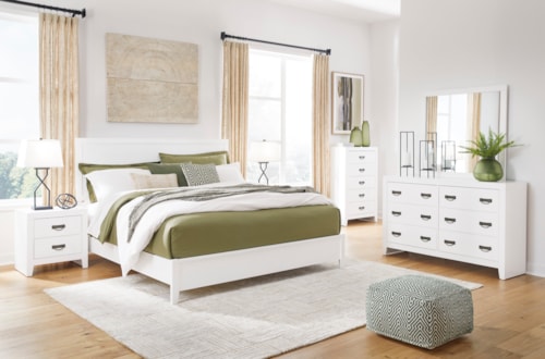 Queen Panel Bed, Dresser, Mirror And Nightstand