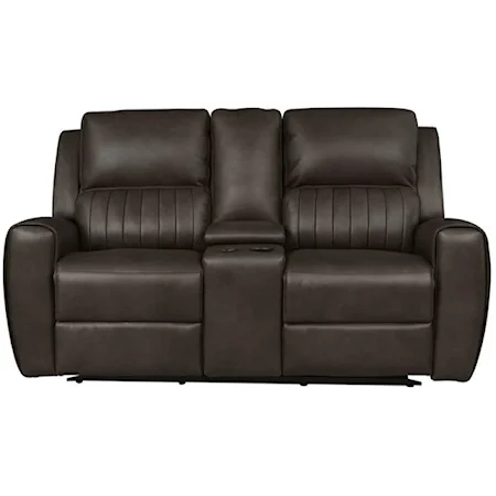 Modern Power Reclining Loveseat with Console