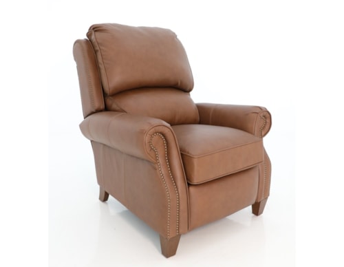 Transitional Push Back Recliner with Nailhead Trim