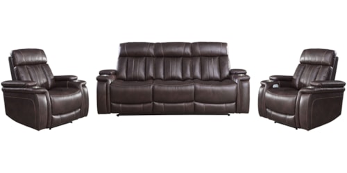 Casual Power Reclining Sofa and Two Recliners Set