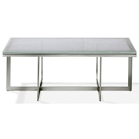 Metal Coffee Table with Crackled Glass Top in Ultra White