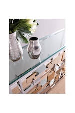 Artistica Cityscape Transitional Console Table with Glass Top