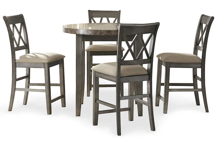 Curranberry 5-Piece Round Stone Top DIning Set by Signature Design by Ashley at VanDrie Home Furnishings