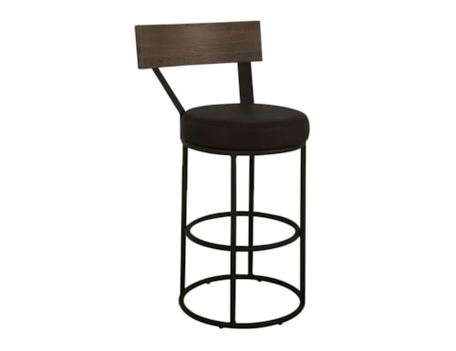 Modern Rustic 24" Counter-Height Stool with Upholstered Seat