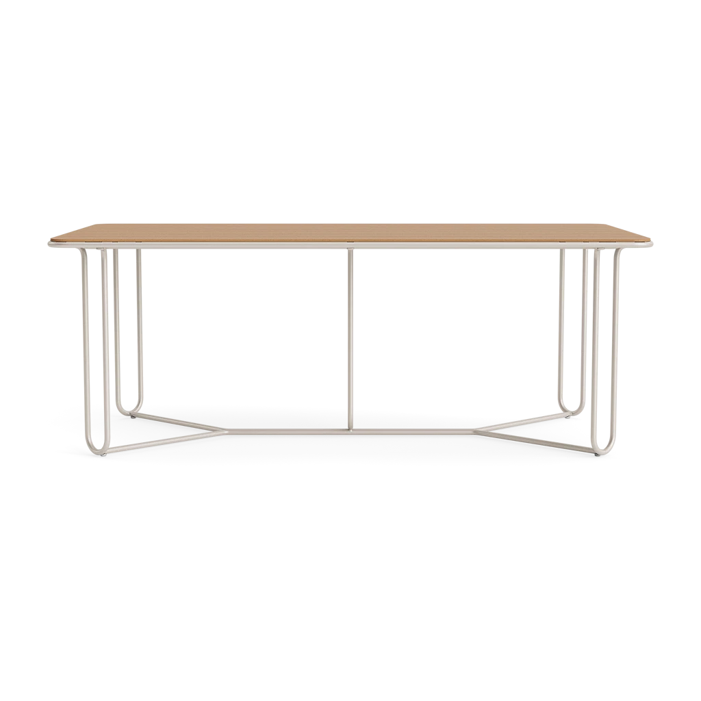 77" Rect. Aluminum Dining Table w/Teak Top
