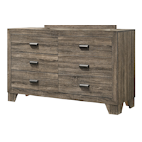 Transitional 6-Drawer Dresser with Metal Hardware