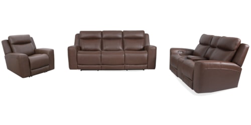 Casual 3-Piece Power Reclining Living Room Set with Power Headrests