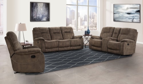 Casual 3-Piece Manual Reclining Living Room Set