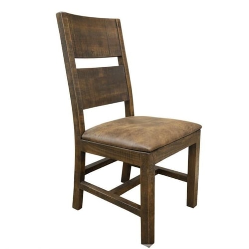 Rustic Side Chair with Bonded Leather Seat