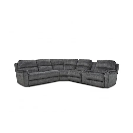 Casual Power Reclining Sectional with Storage Console and Cup Holders 