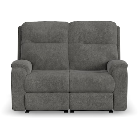 Transitional Power Reclining Loveseat with Power Headrests and Lumbar