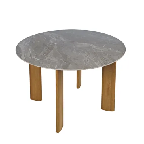 Transitional Round Dining Table with Stone Top