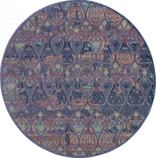 6'  Navy/Multicolor Round Rug