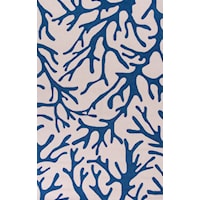 5' X 7'6" Ivory/Blue Coral Area Rug