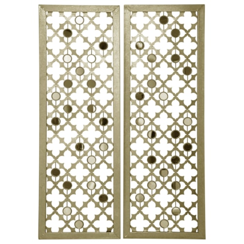 Set of 2 Metal and Mirror Wall Hangings