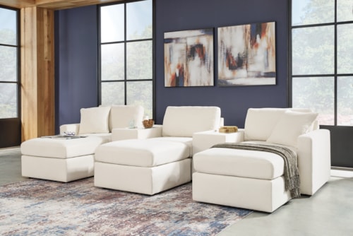 5-Piece Sectional And 3 Ottomans