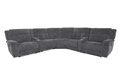Casual Seven-Piece Power Reclining Sectional With Power Adjustable Headrests