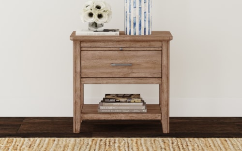 Modern Nightstand with Pull-Out Tray