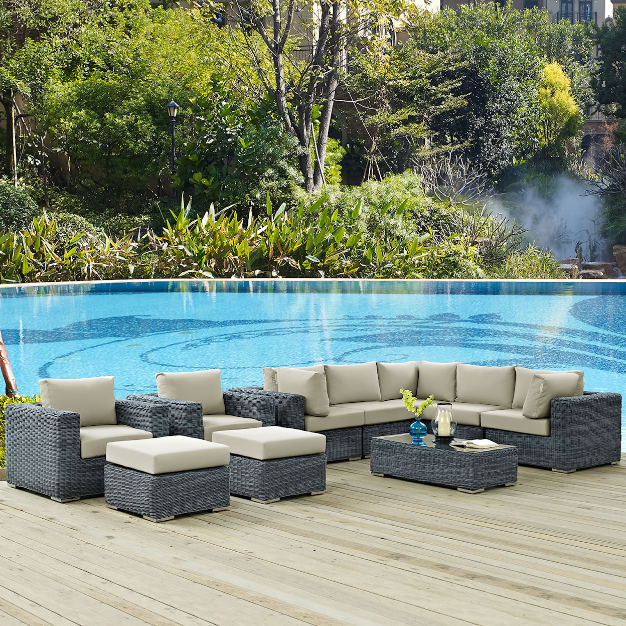 Modway Summon Outdoor 10 Piece Sectional Set