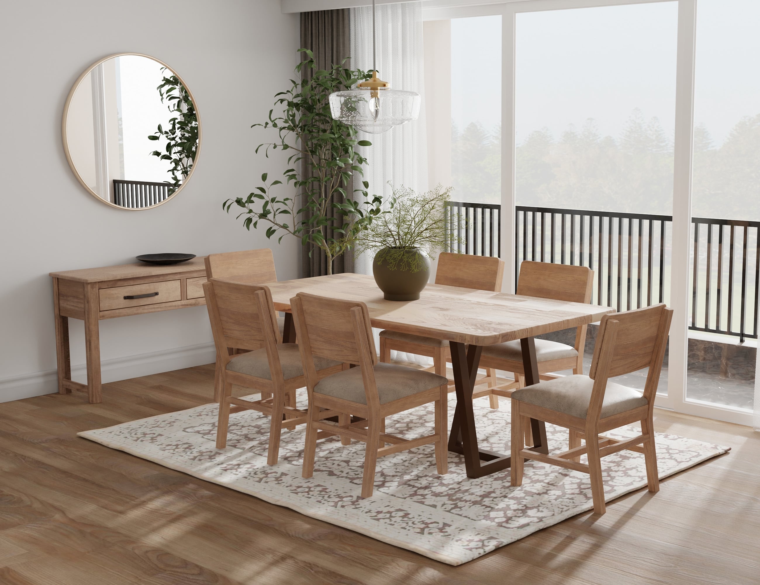 Uprooted Natural Parota Upholstered Dining Chair