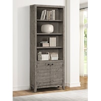 Transitional Bookcase with Open and Closed Shelving