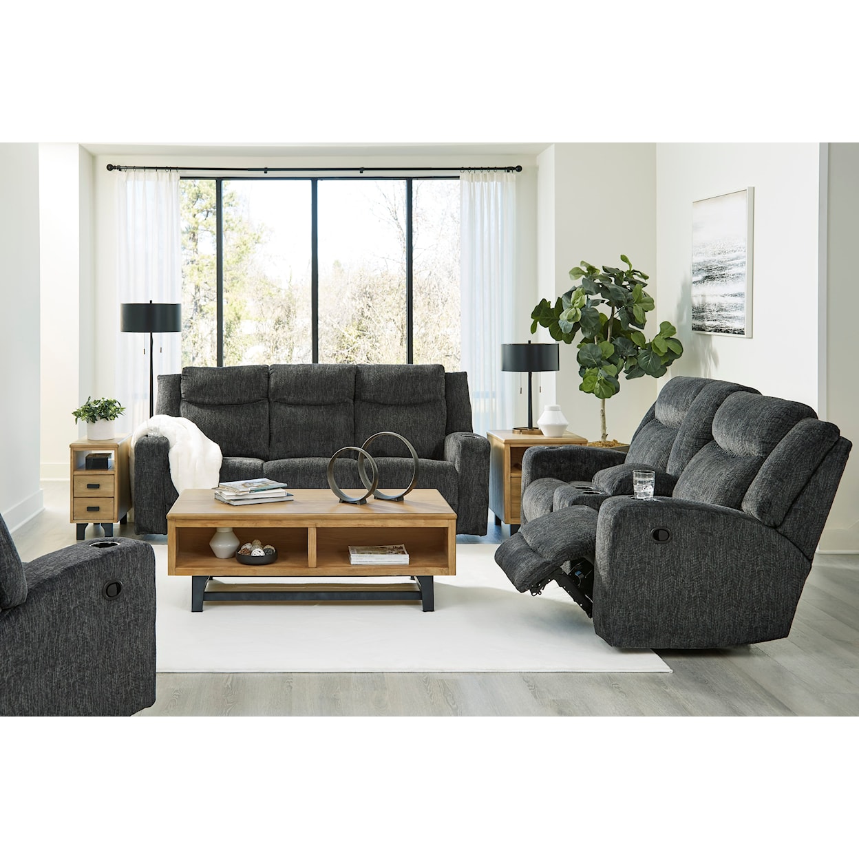 Signature Design by Ashley Martinglenn Reclining Sofa with Drop Down Table