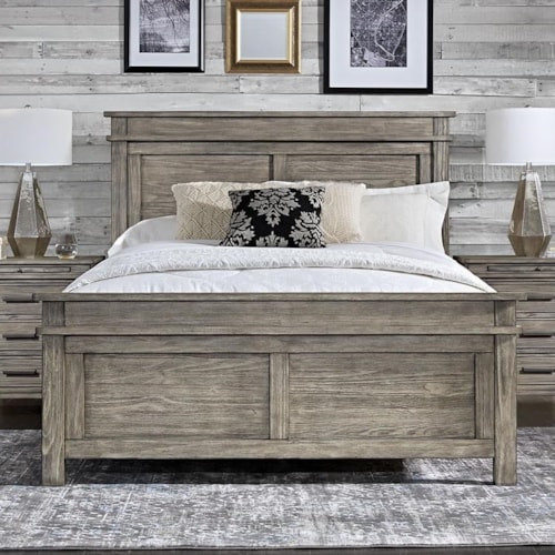 Transitional Solid Wood King Panel Bed