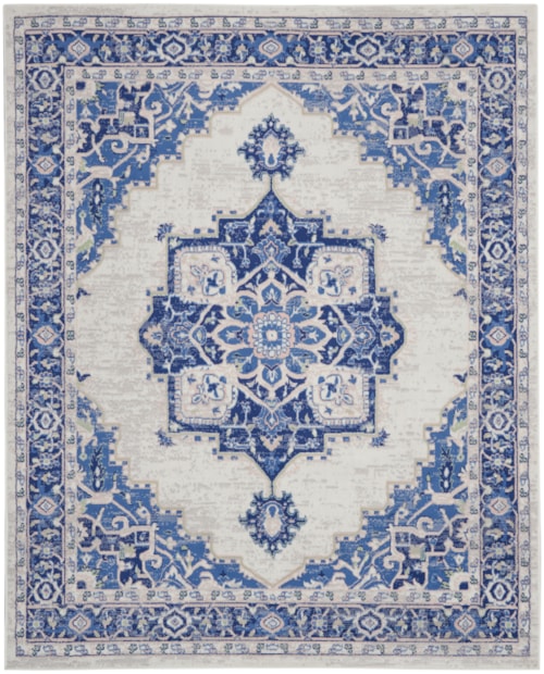 7' x 10' Ivory Blue Rectangle Rug