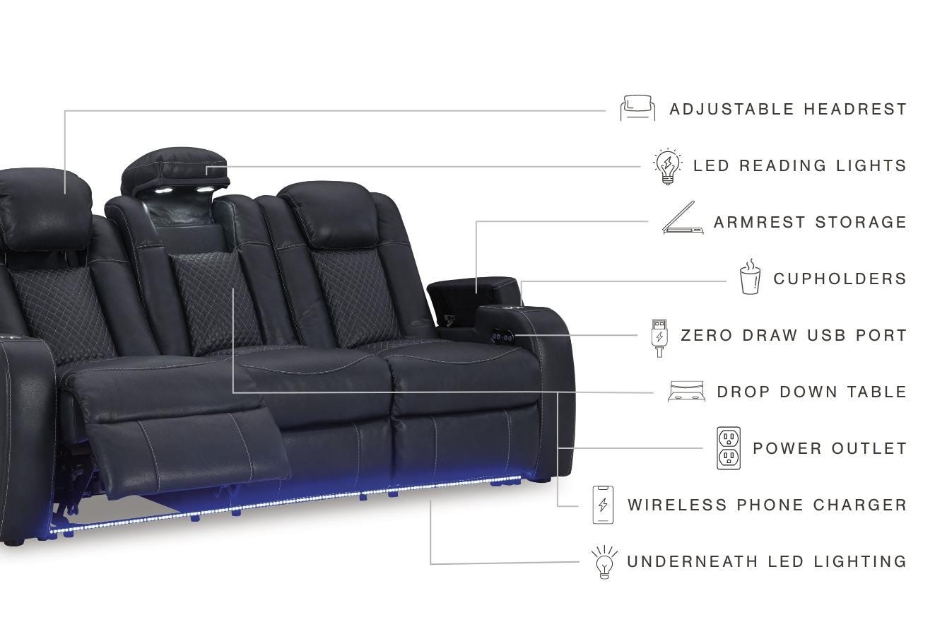 Signature Design by Ashley Fyne-Dyme Pwr Rec Sofa With Adj Headrest
