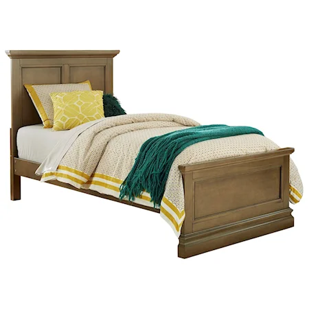 Casual Twin Panel Bed with Crown Molding