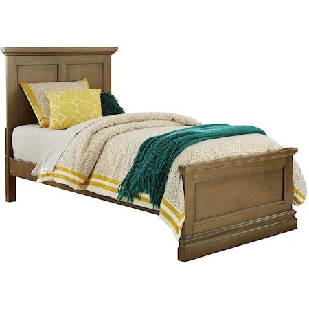 Casual Twin Panel Bed with Crown Molding