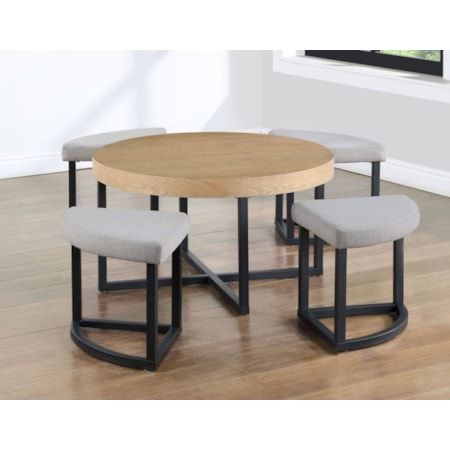 YUCATAN NATURAL COFFEE TABLE WITH | 4 STOOLS